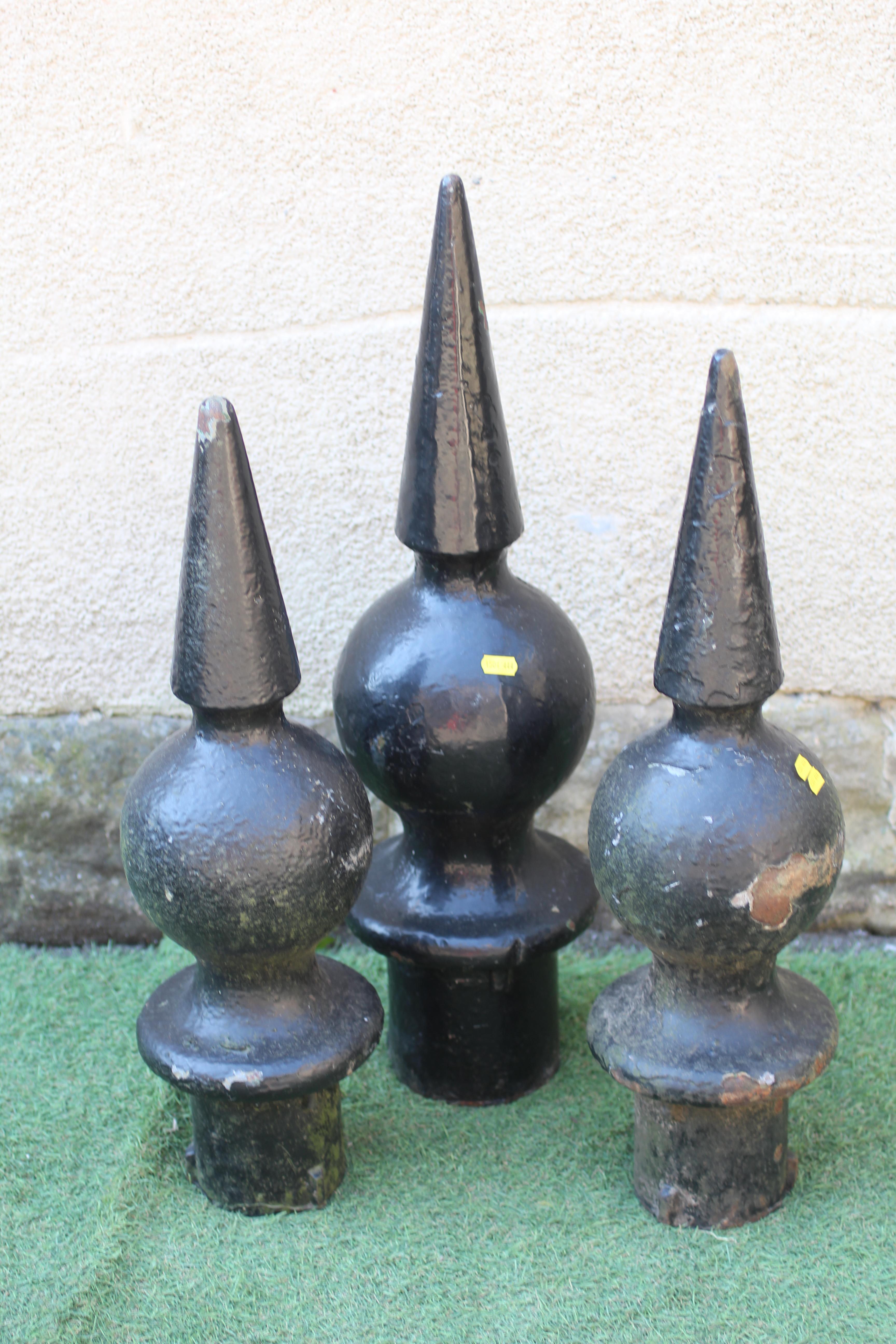 THREE SIMILIAR VICTORIAN CAST IRON FINIALS, second half 19th century, of turned baluster form, 24 Image