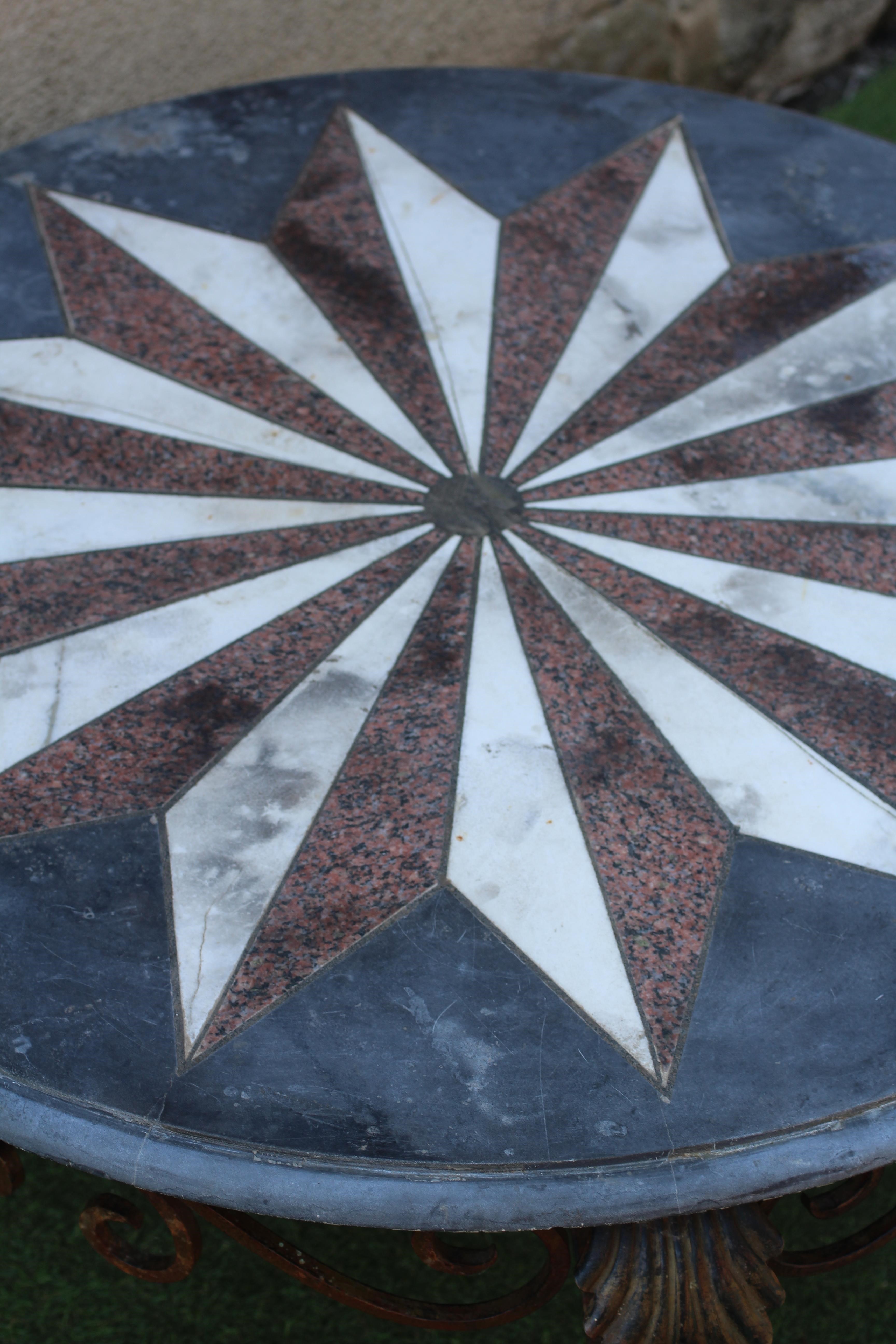 A CIRCULAR SLATE TABLE TOP, 19th century, with moulded edge and inset with a star, Image