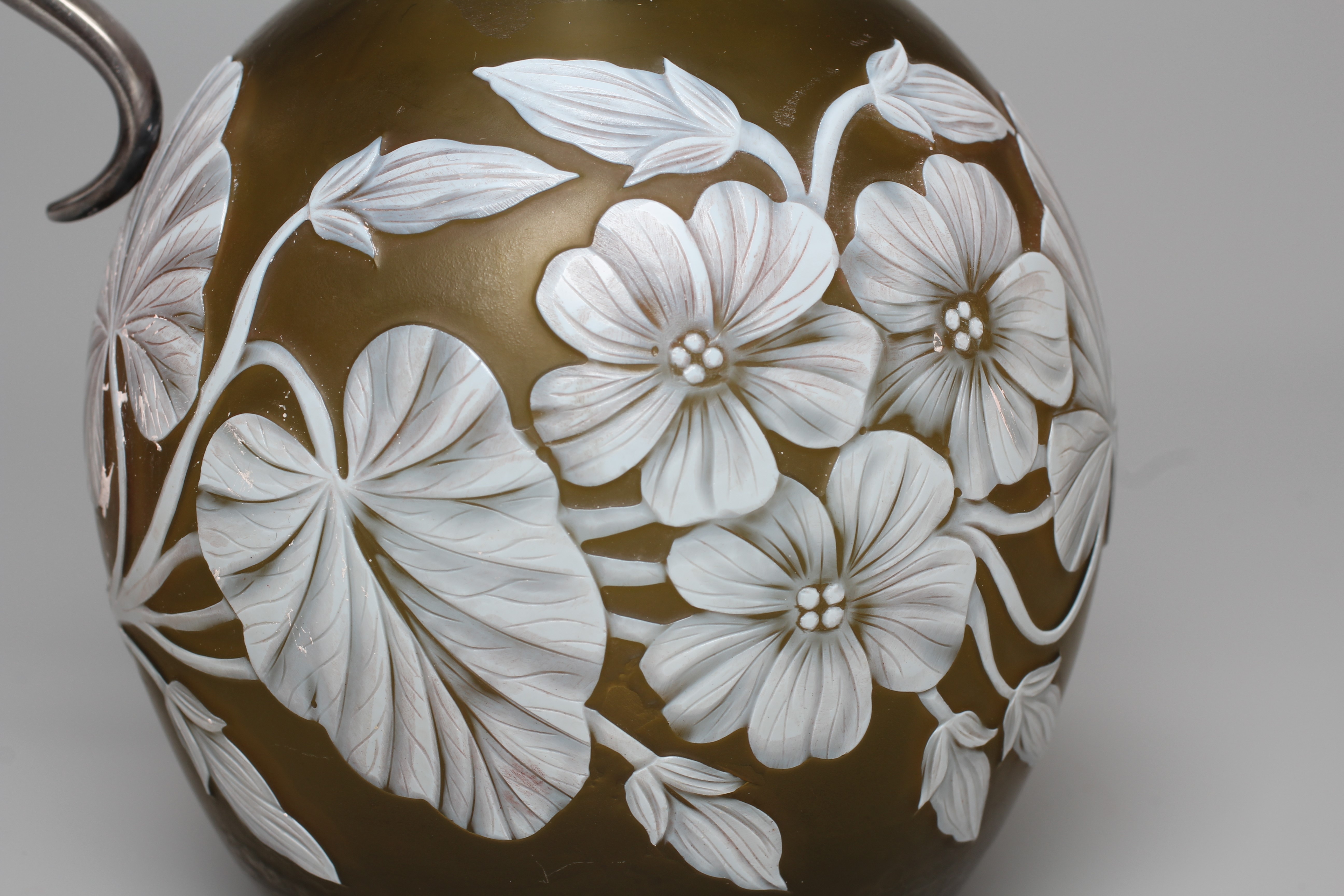 A THOMAS WEBB GREEN CAMEO GLASS EWER Image