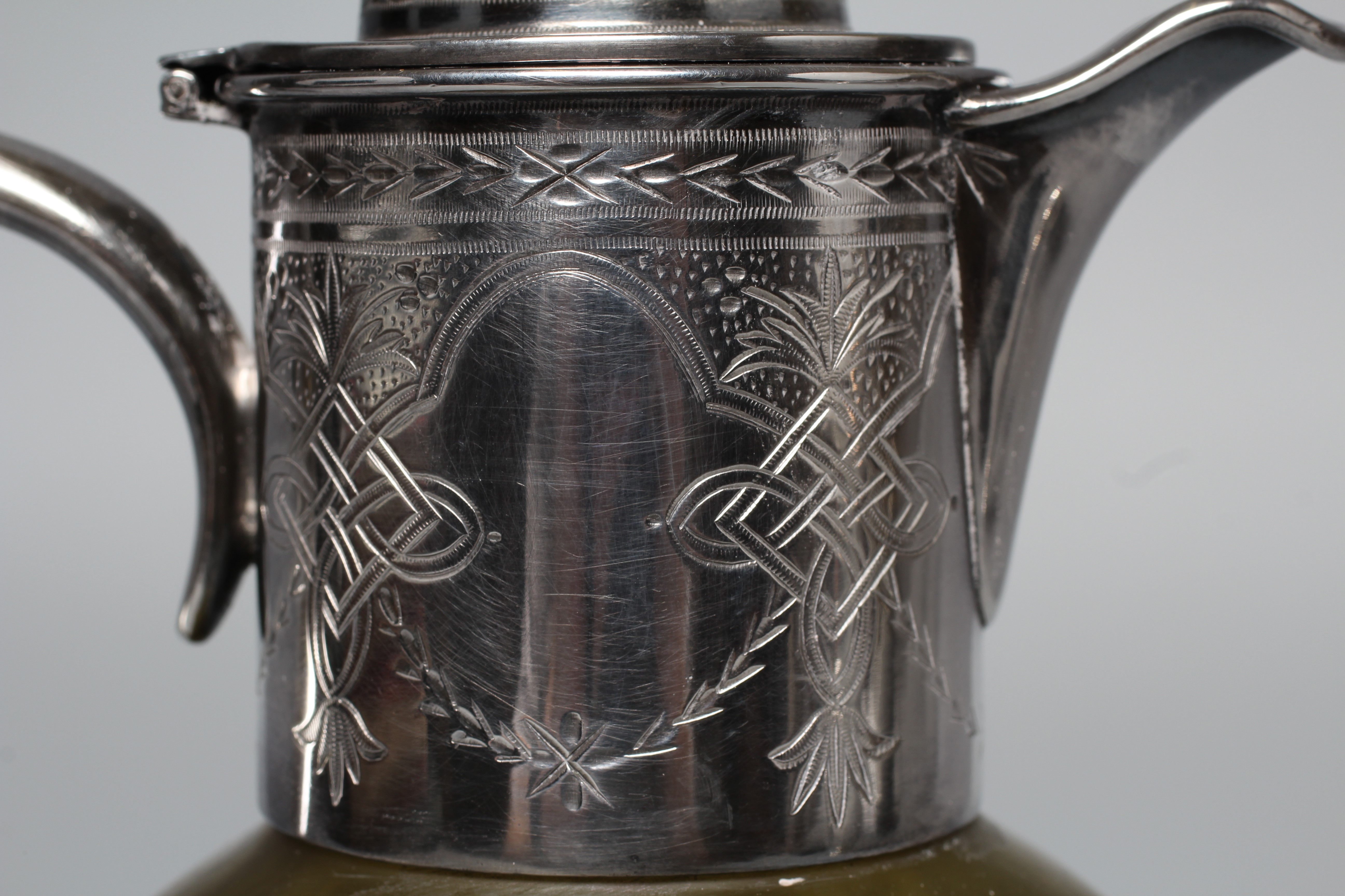 A THOMAS WEBB GREEN CAMEO GLASS EWER Image