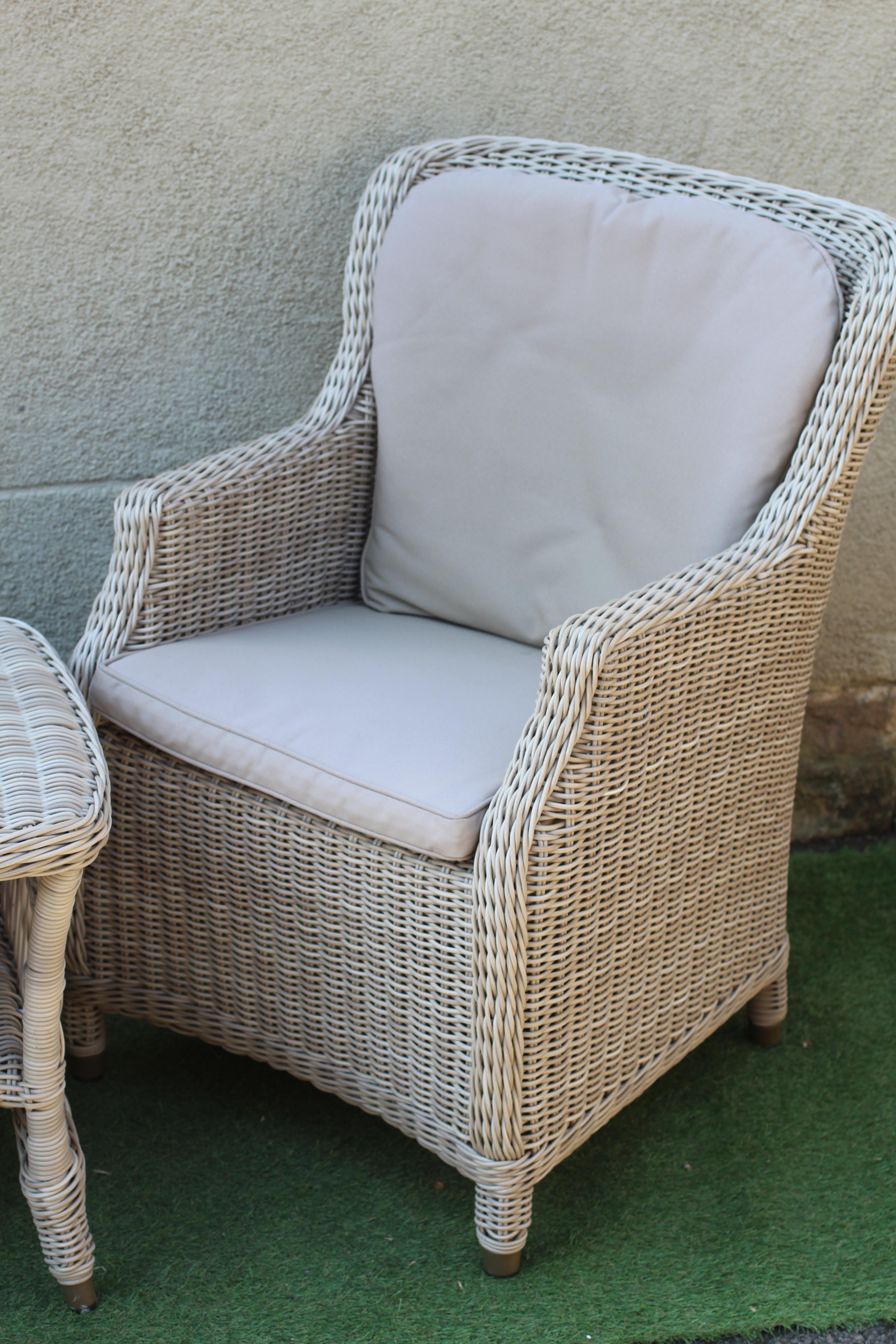 A PAIR OF ALUMINIUM FRAMED "WICKER" ARMCHAIRS Image