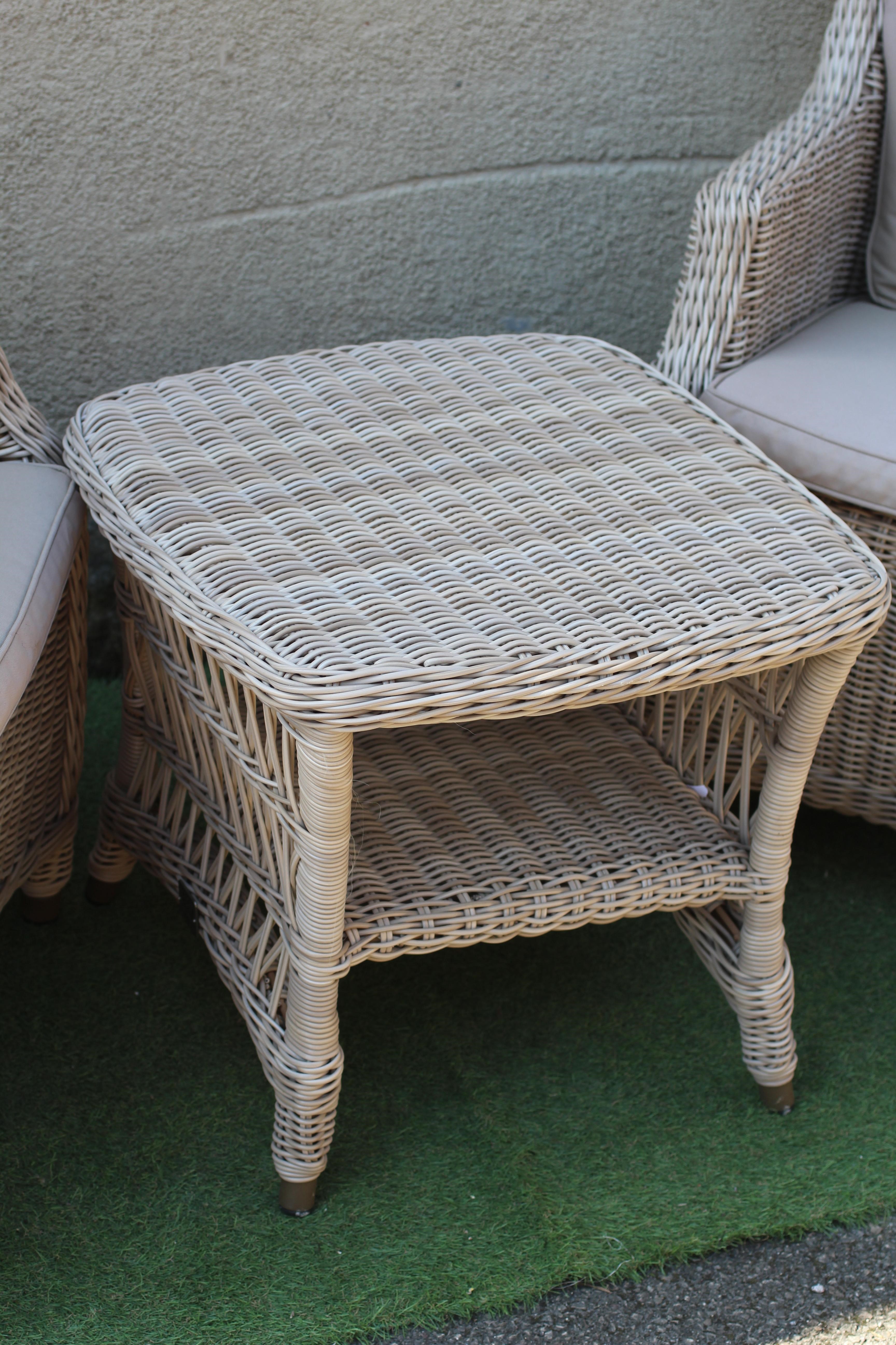 A PAIR OF ALUMINIUM FRAMED "WICKER" ARMCHAIRS Image
