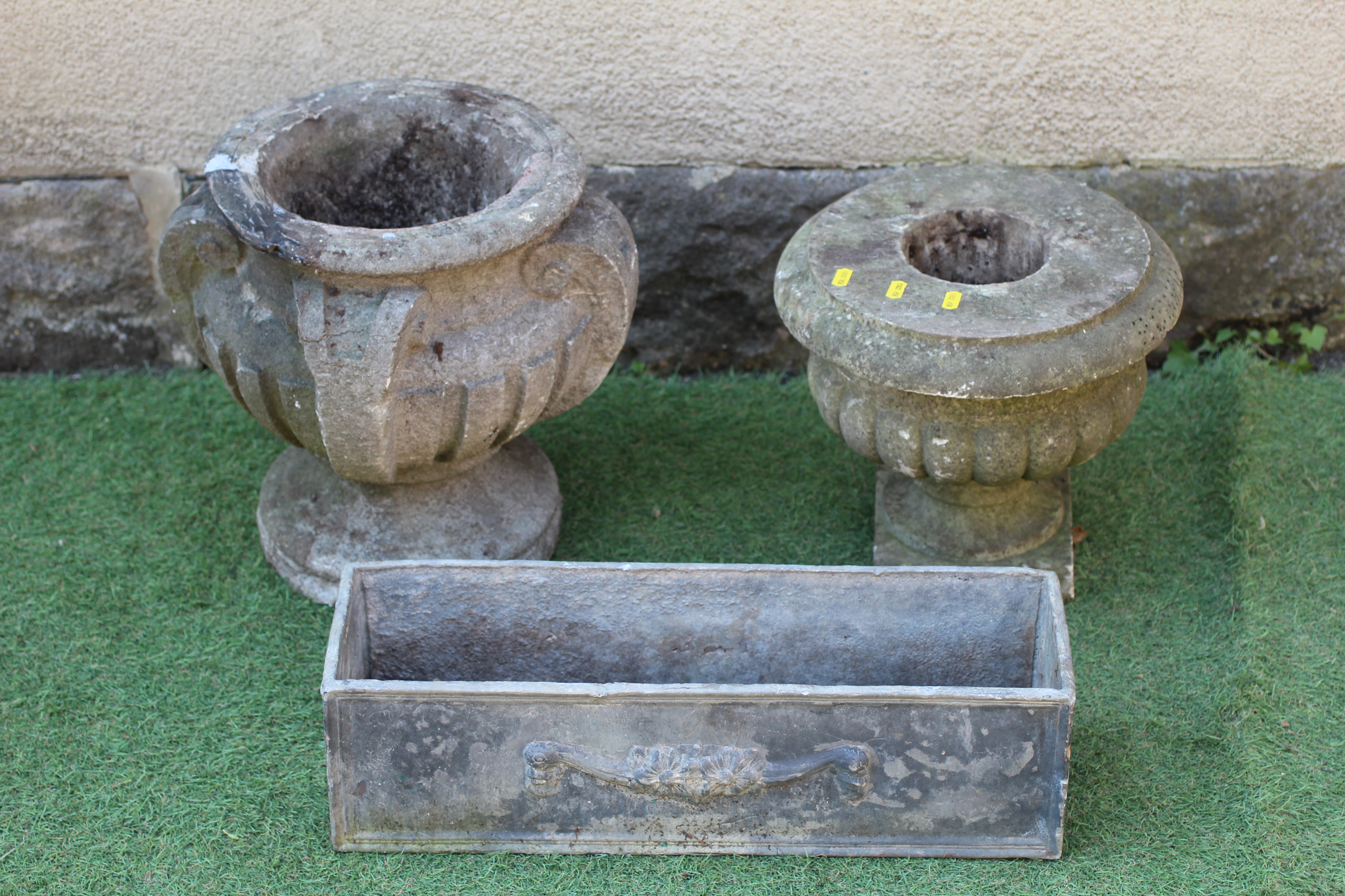 A SMALL LEAD PLANTER of oblong panelled form Image