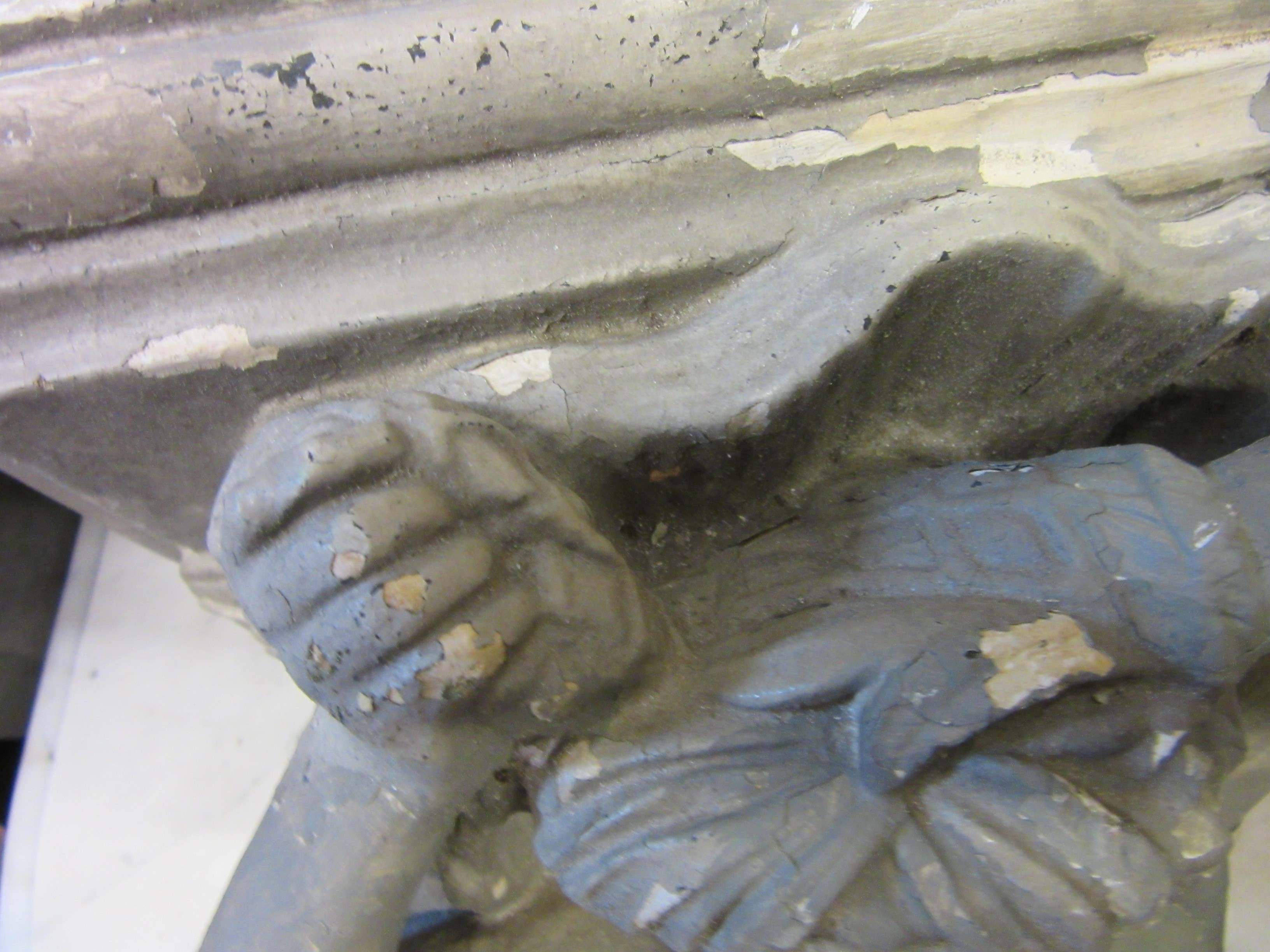 TWO PAIRS OF SMALL LEAD PLANTERS of demi lune form with lion mask and floral swags in high relief Image