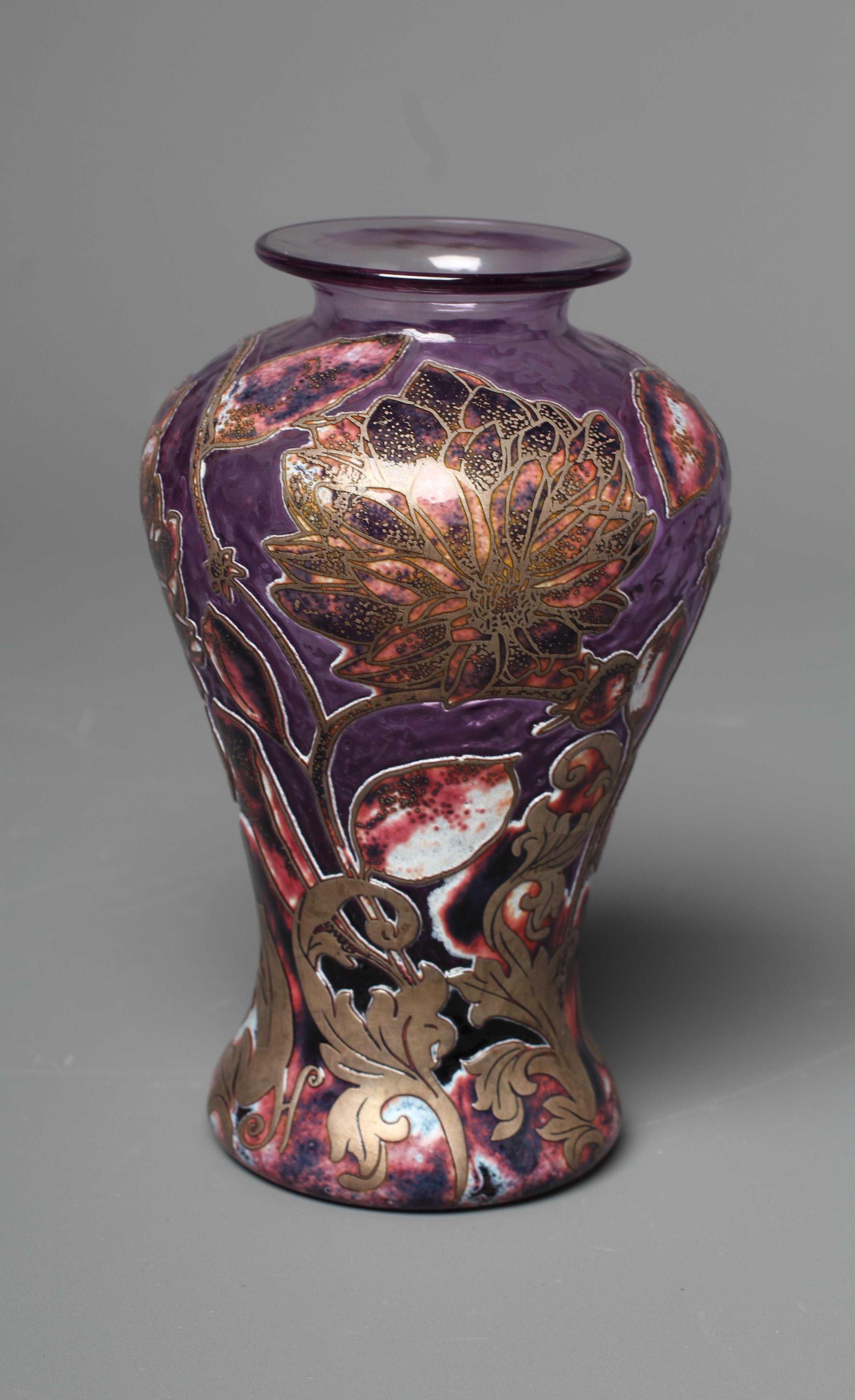 A JONATHAN HARRIS PURPLE CAMEO GLASS 'ASTOR' VASE, 2002, of inverted baluster form, overlaid in Image