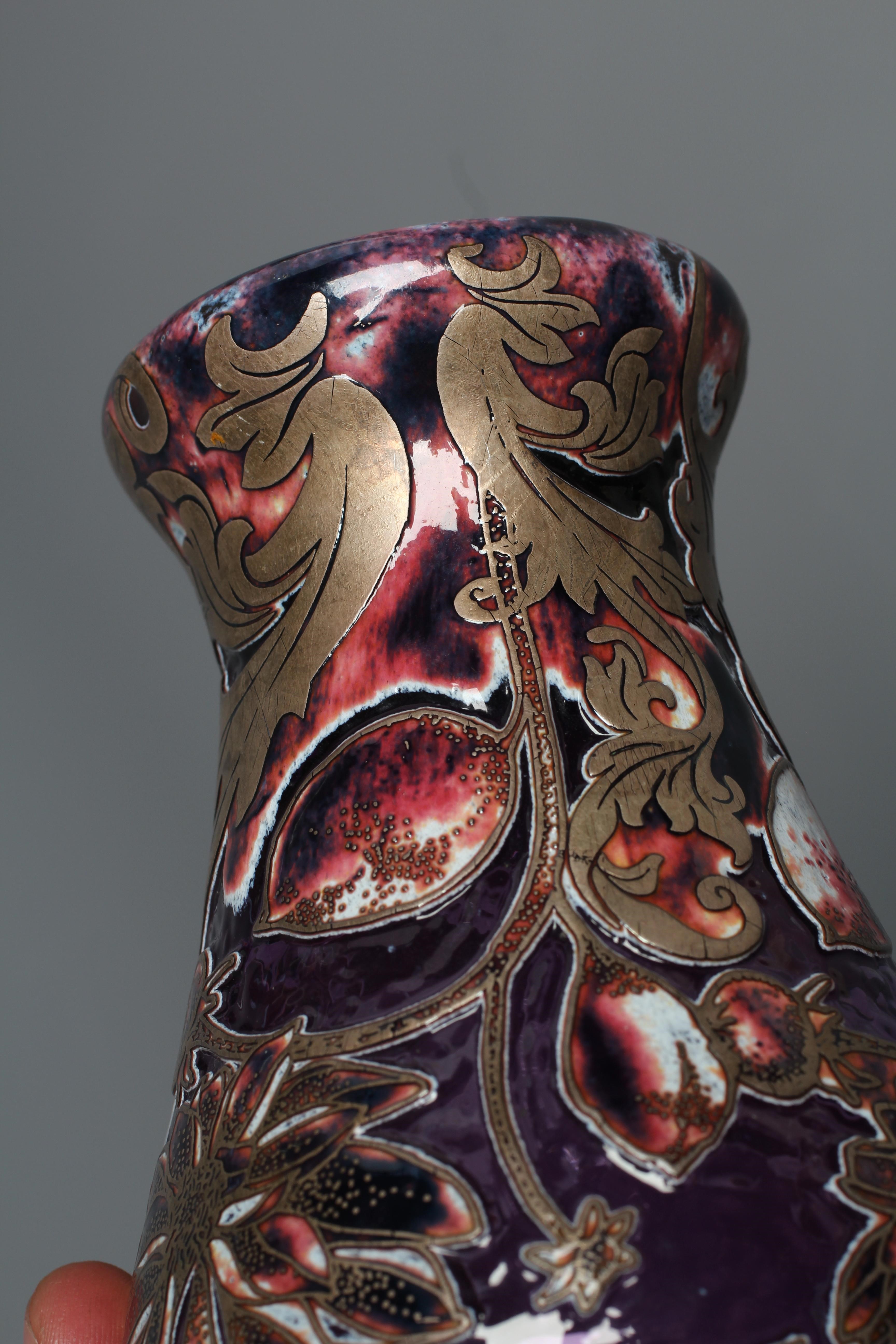 A JONATHAN HARRIS PURPLE CAMEO GLASS 'ASTOR' VASE, 2002, of inverted baluster form, overlaid in Image