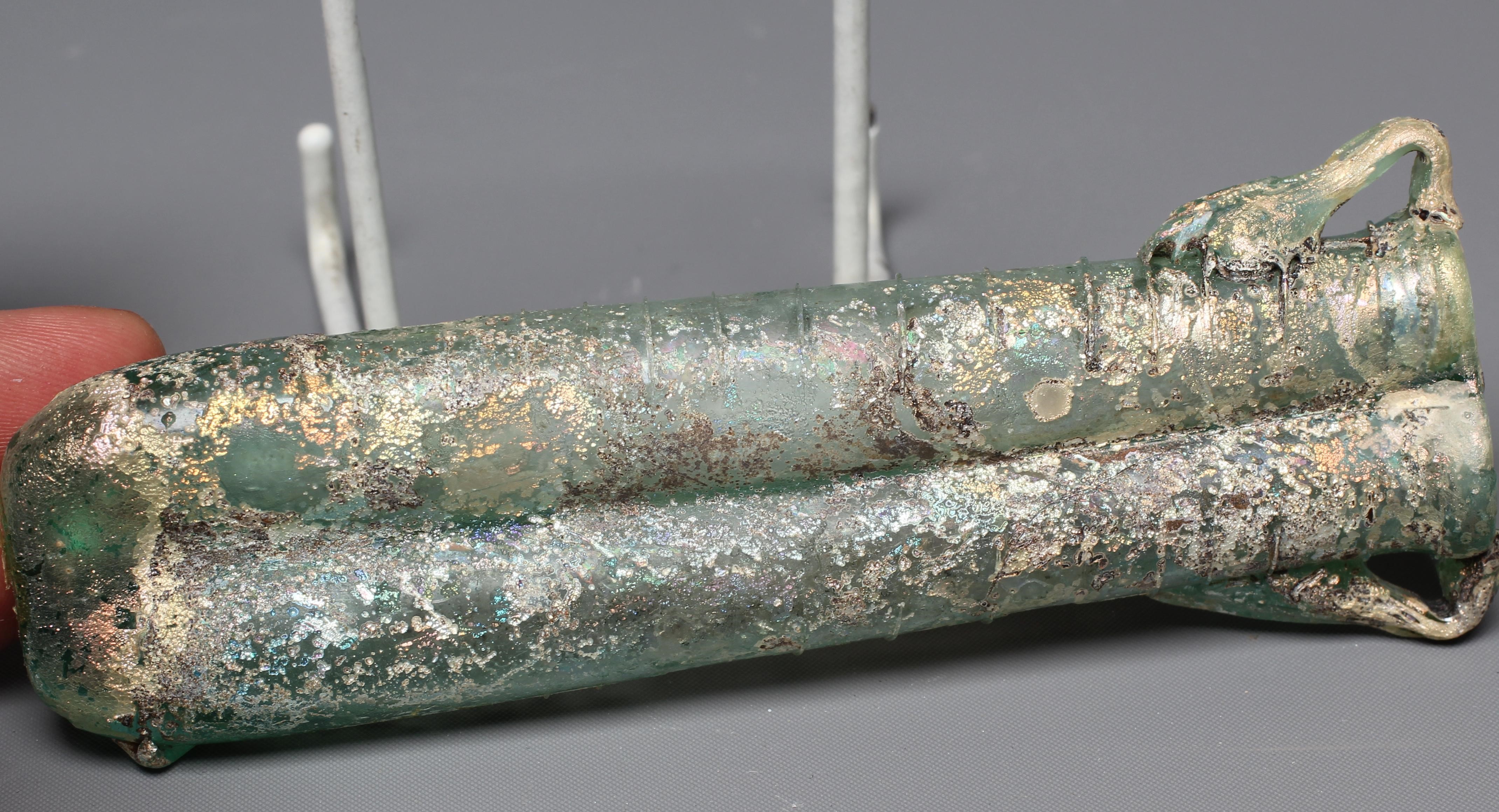 A ROMAN PALE GREEN GLASS BEAKER TYPE BOWL Image
