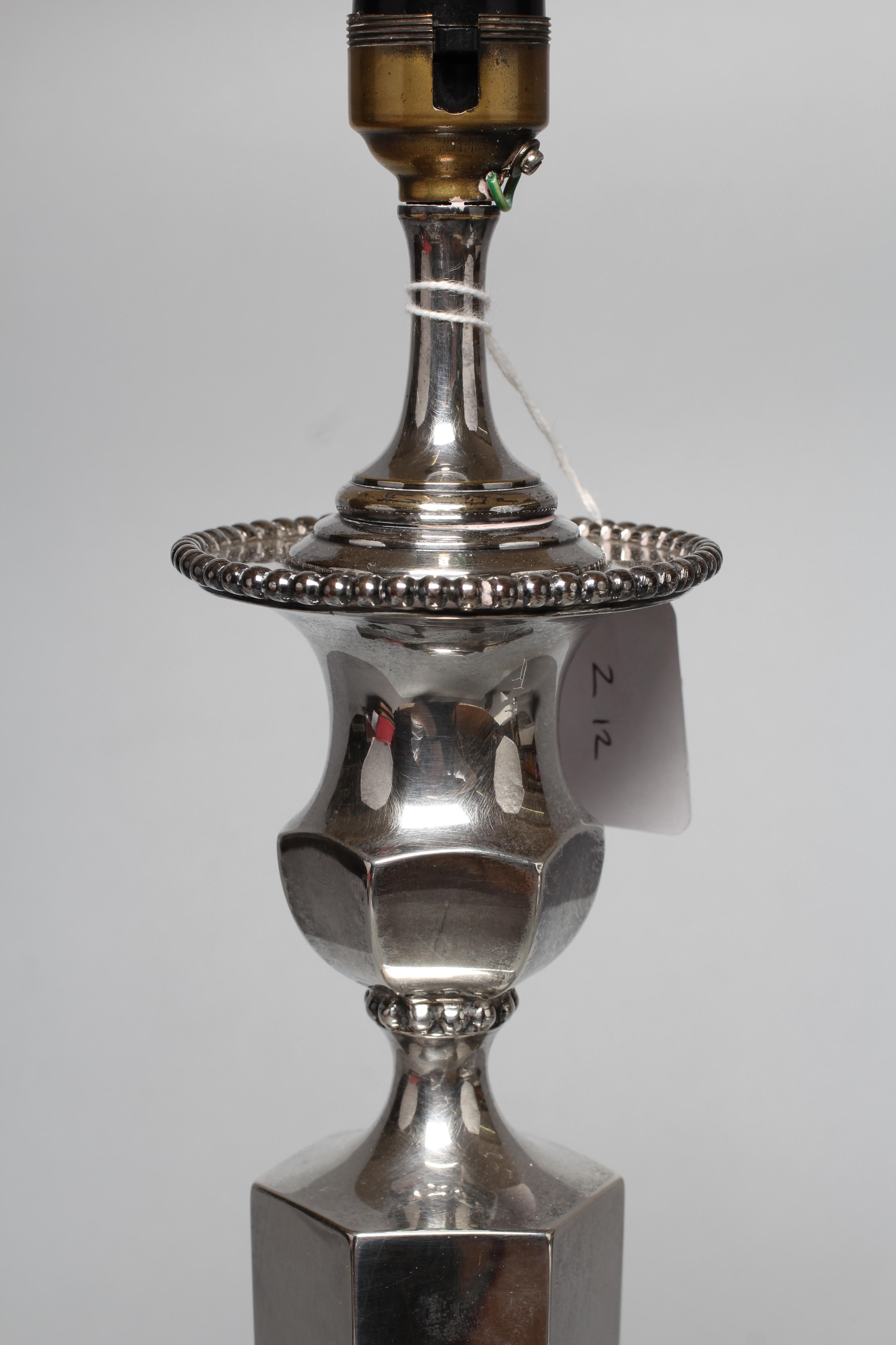 A GEORGE V LARGE ELECTRIC CANDLESTICK LAMP BASE by Henry Elkington Image