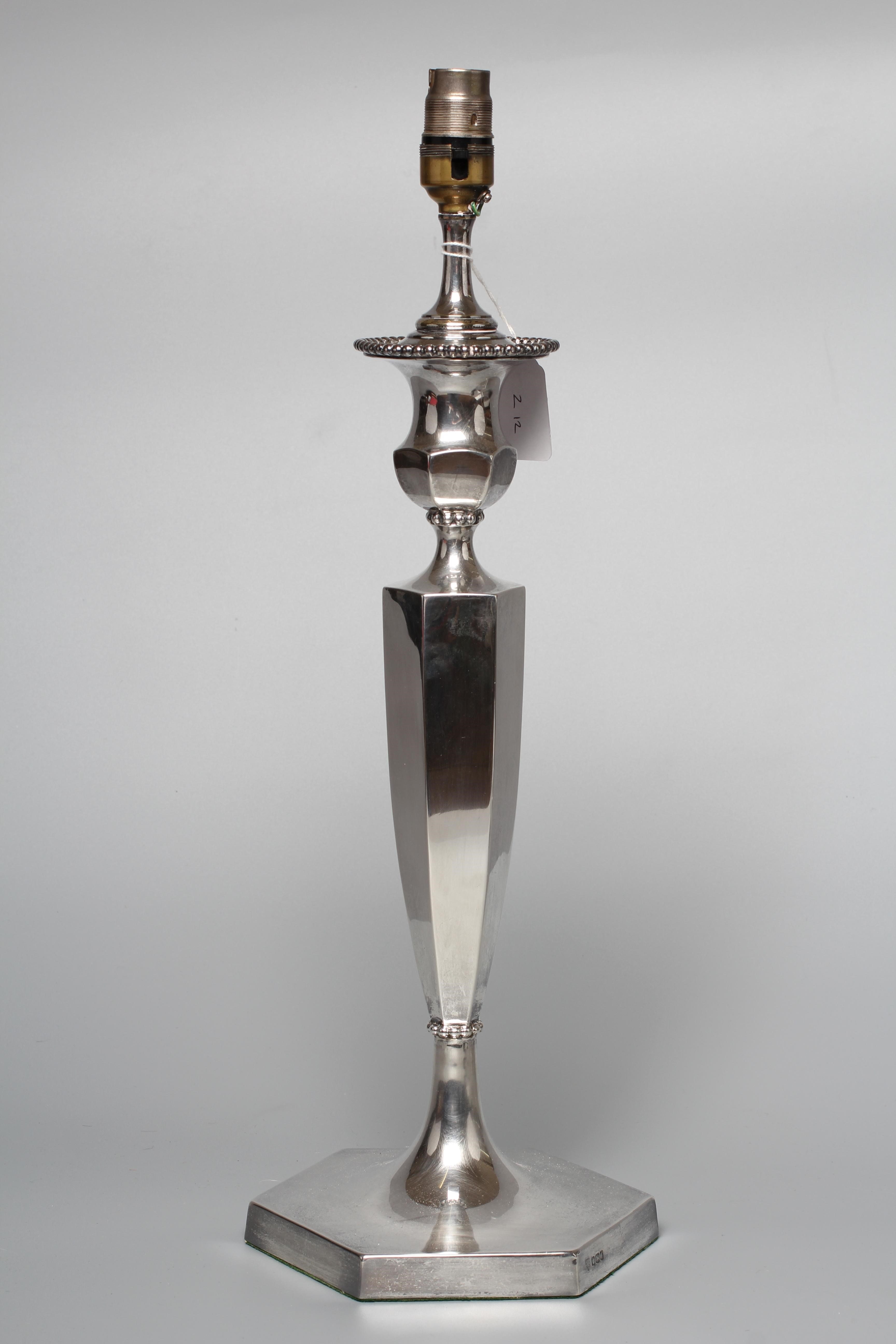 A GEORGE V LARGE ELECTRIC CANDLESTICK LAMP BASE by Henry Elkington Image