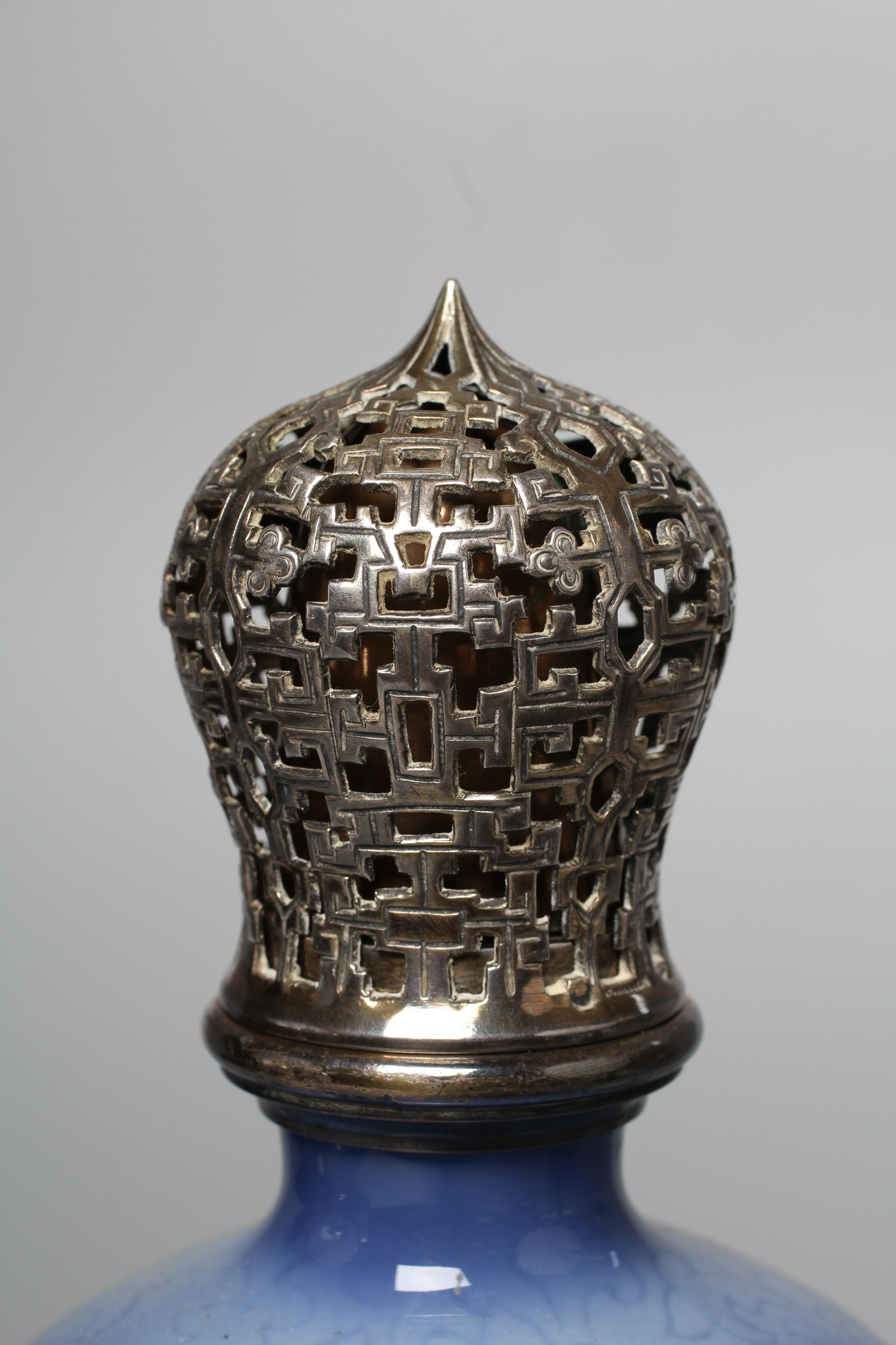 A FRENCH KELLER SILVER MOUNTED SAMSON OF PARIS VASE of inverted baluster form Image