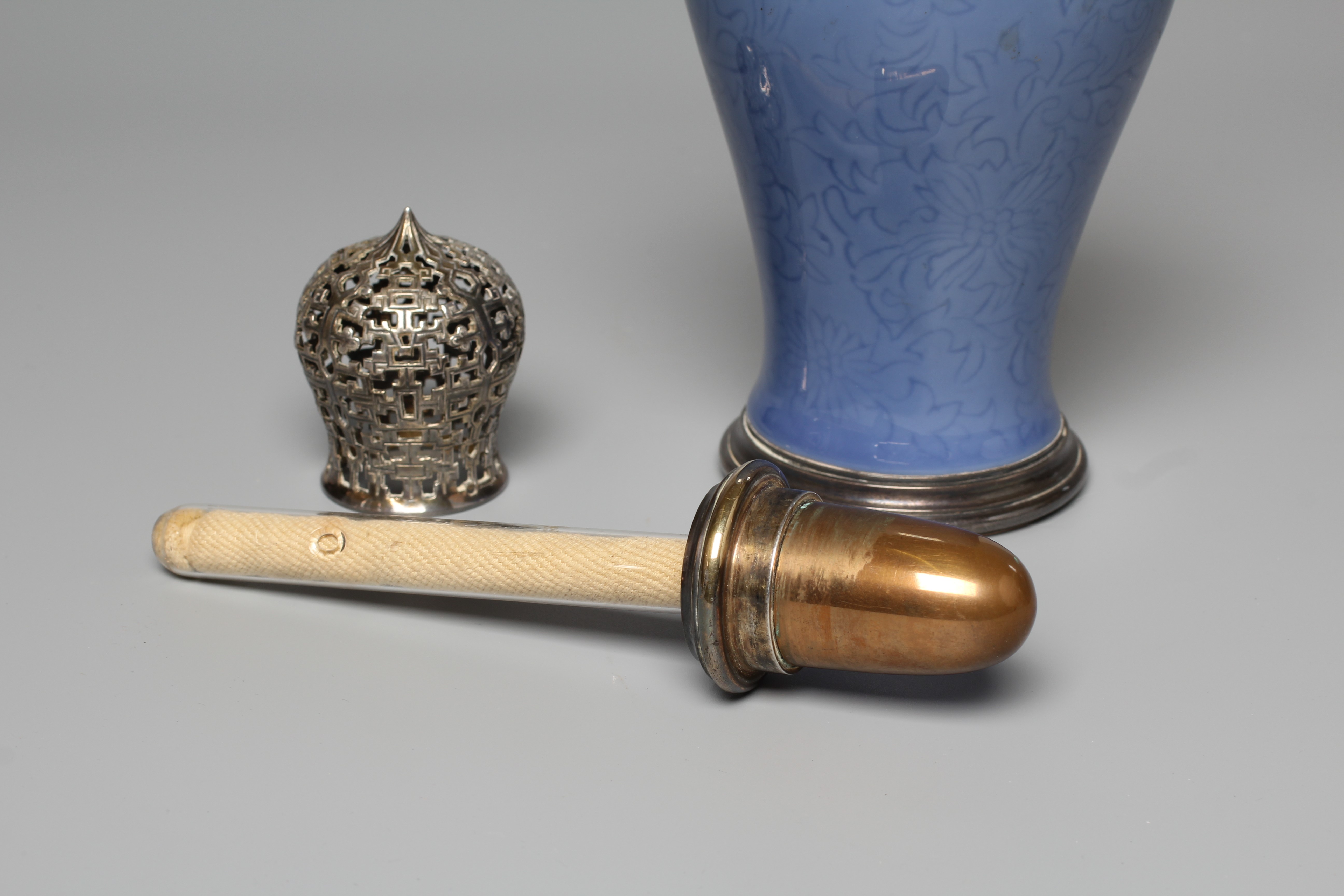A FRENCH KELLER SILVER MOUNTED SAMSON OF PARIS VASE of inverted baluster form Image