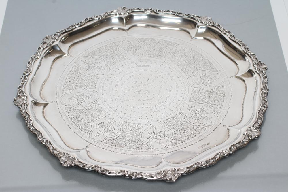 A LATE VICTORIAN SILVER SALVER Image