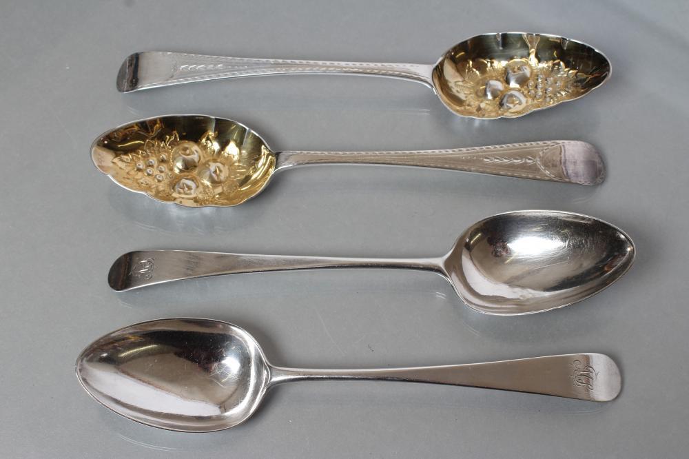 A PAIR OF GEORGE III SILVER OLD ENGLISH PATTERN TABLESPOONS Image