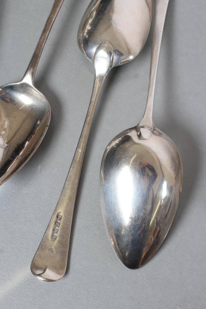 A SET OF THREE LATE GEORGE III SILVER OLD ENGLISH PATTERN TABLESPOONS Image