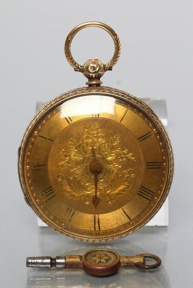 A VICTORIAN 18CT GOLD KEY WIND POCKET WATCH Image