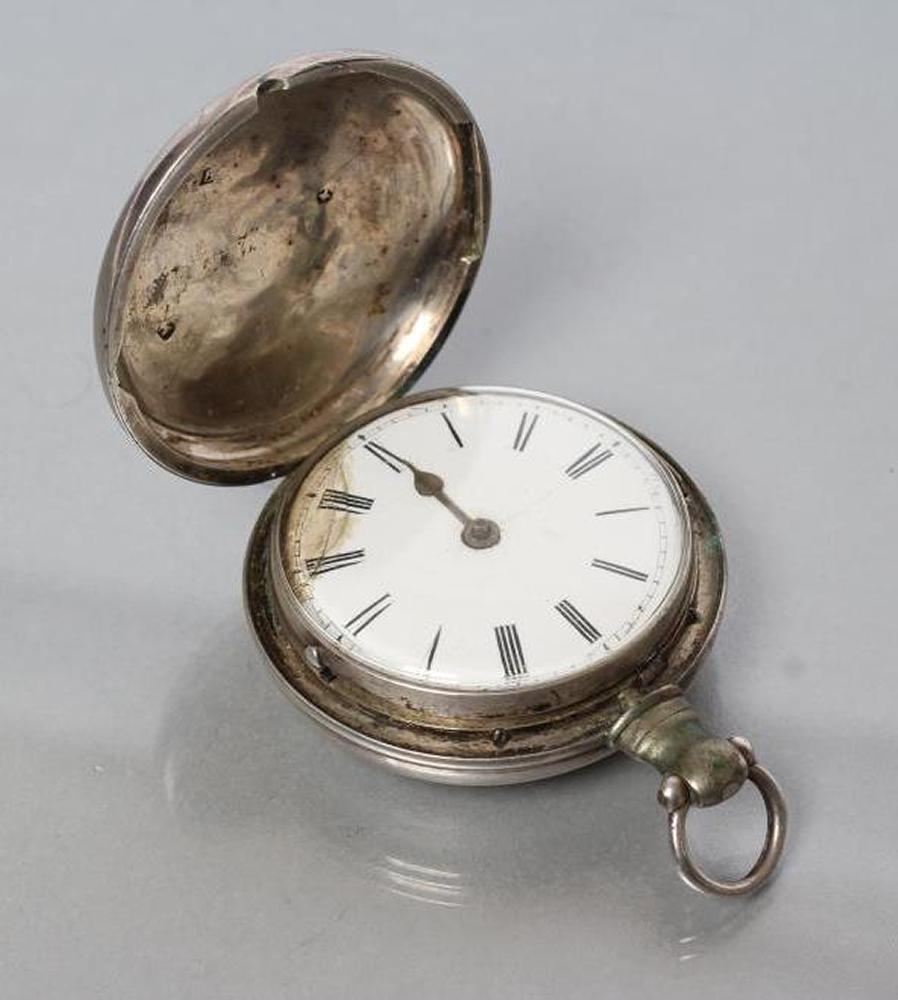 A LATE GEORGE III SILVER POCKET WATCH Image