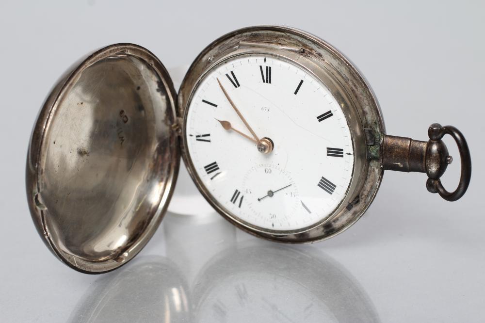 A GEORGE III SILVER HUNTER POCKET WATCH Image