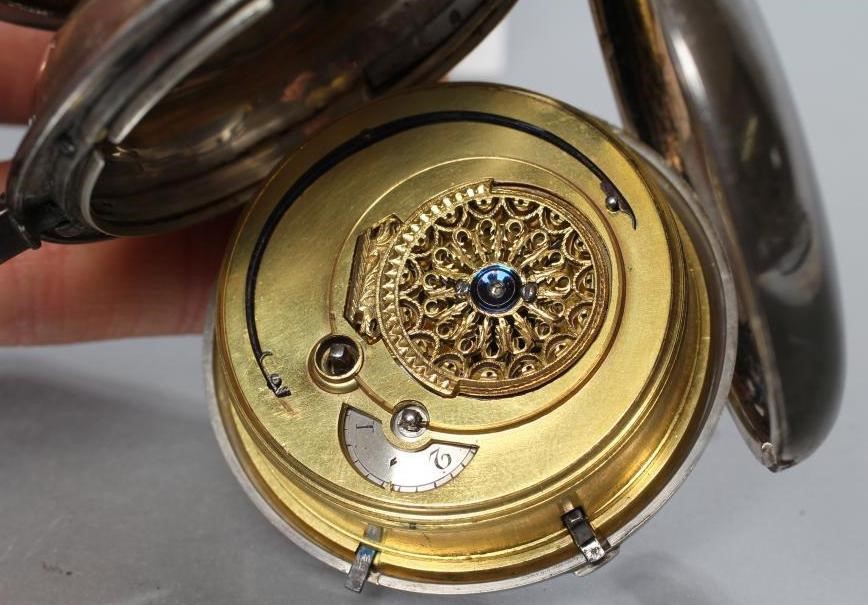 A GEORGE III SILVER HUNTER POCKET WATCH Image