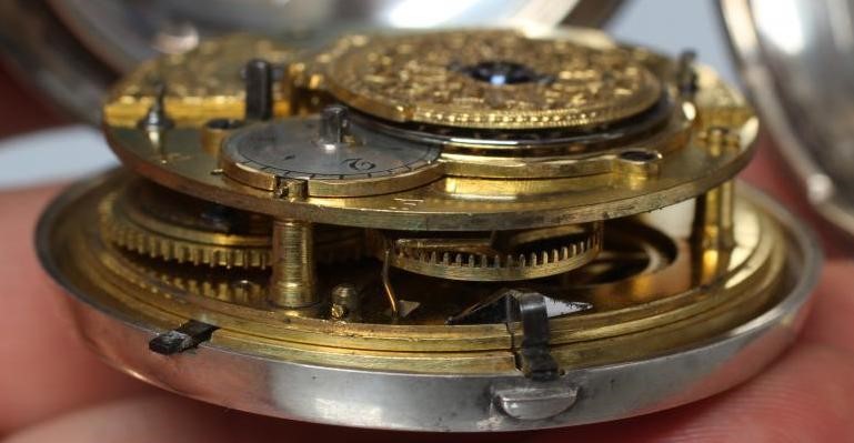 A GEORGE III SILVER HUNTER POCKET WATCH Image