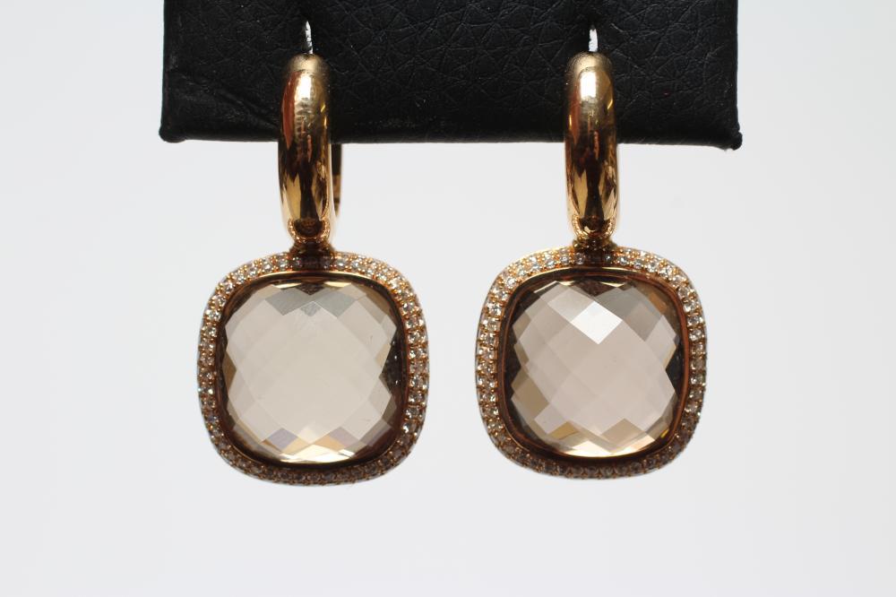 A PAIR OF MODERN MORGANITE EARRINGS by David M Robinson Image