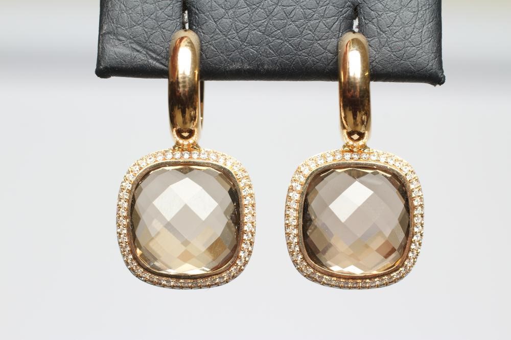 A PAIR OF MODERN MORGANITE EARRINGS by David M Robinson Image