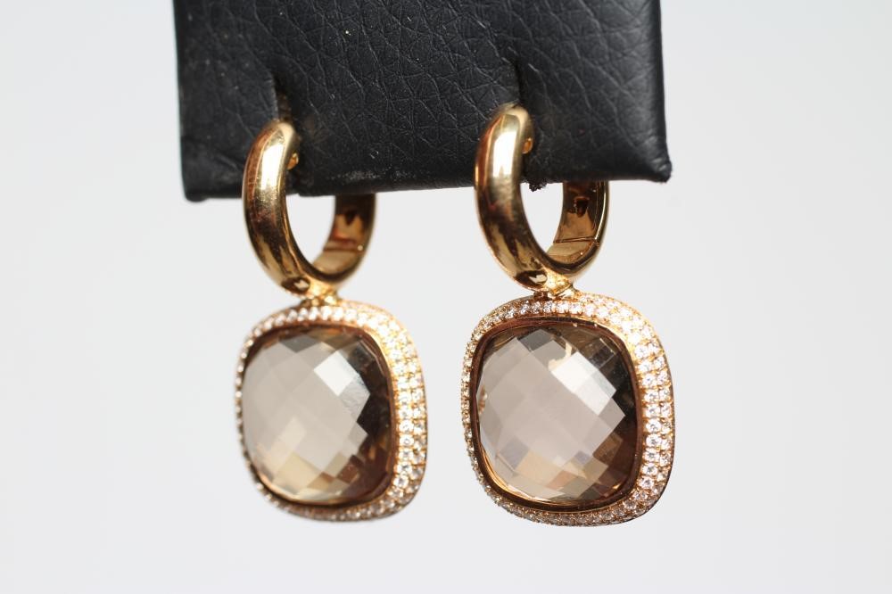 A PAIR OF MODERN MORGANITE EARRINGS by David M Robinson Image