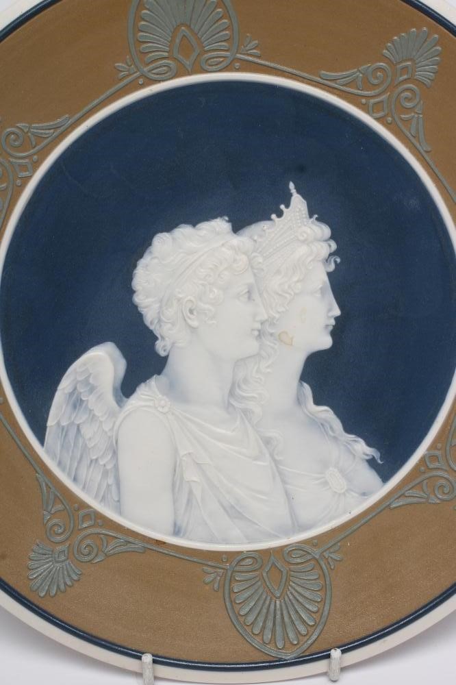 A PAIR OF METTLACH SALTGLAZE STONEWARE PLAQUES Image