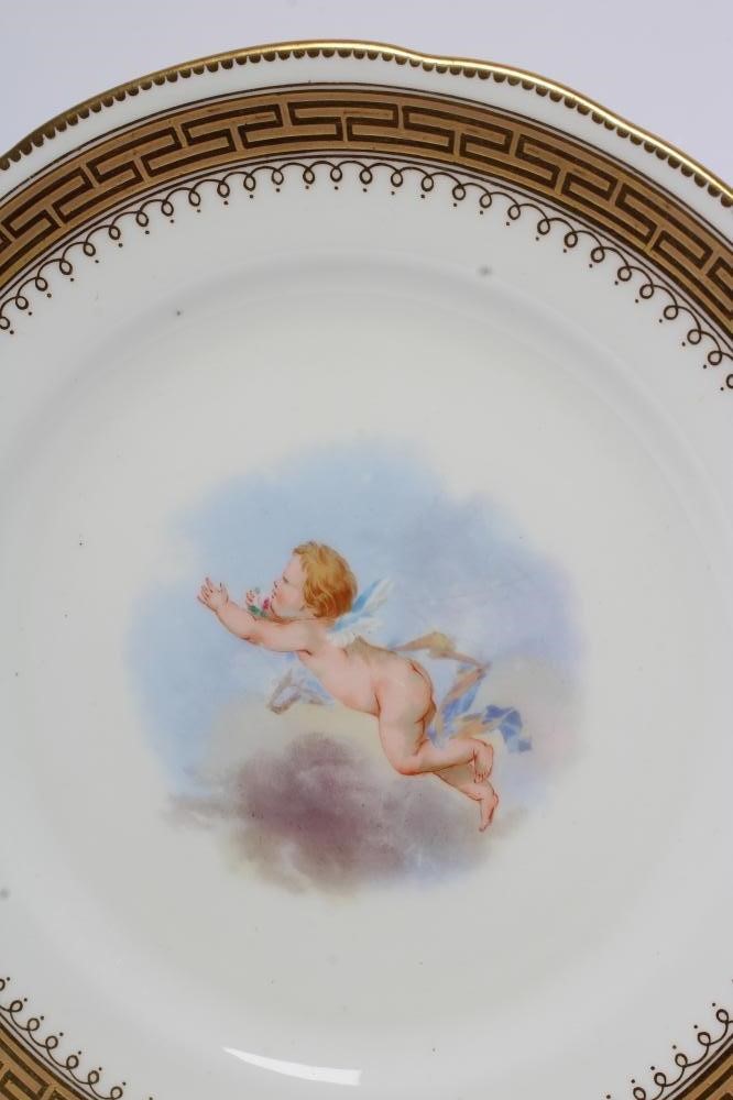 A SET OF FOUR VICTORIAN SCRIVENER & CO. CHINA DESSERT PLATES of slightly lobed circular form Image