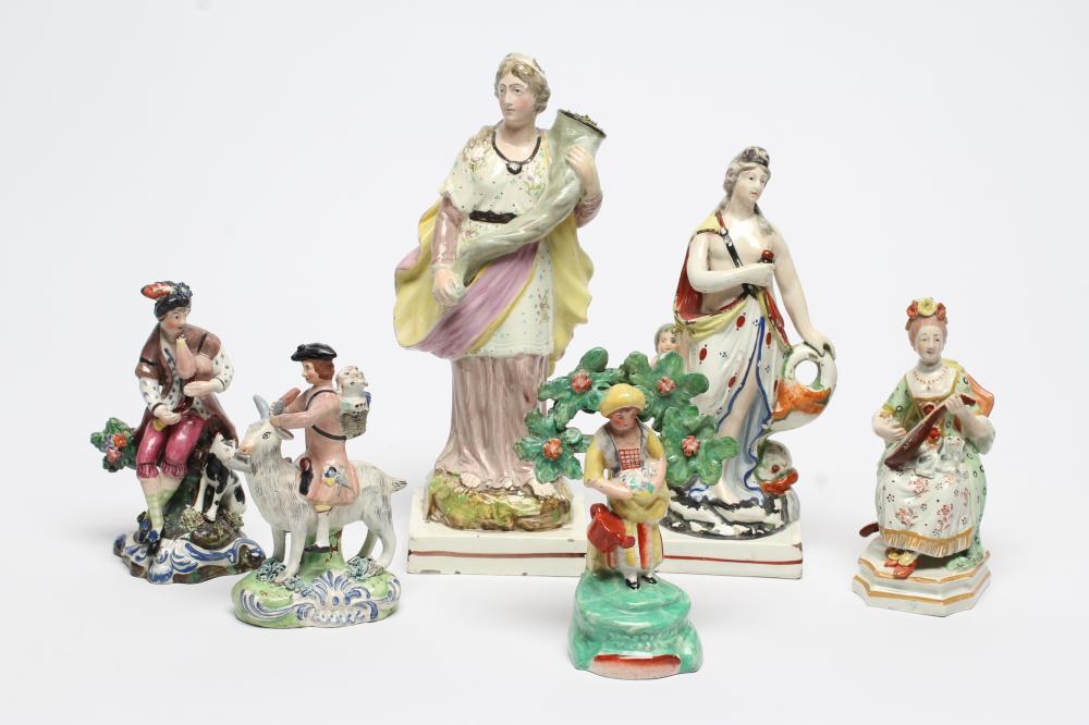 SIX VARIOUS ENGLISH EARTHENWARE FIGURES Image