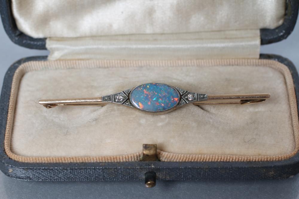 AN OPAL AND DIAMOND BROOCH Image