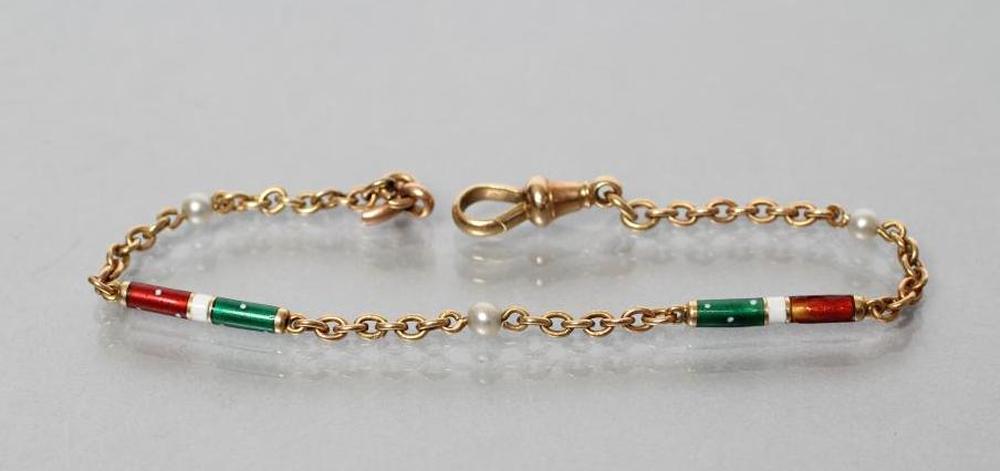 A VICTORIAN CHAIN BRACELET with two red Image