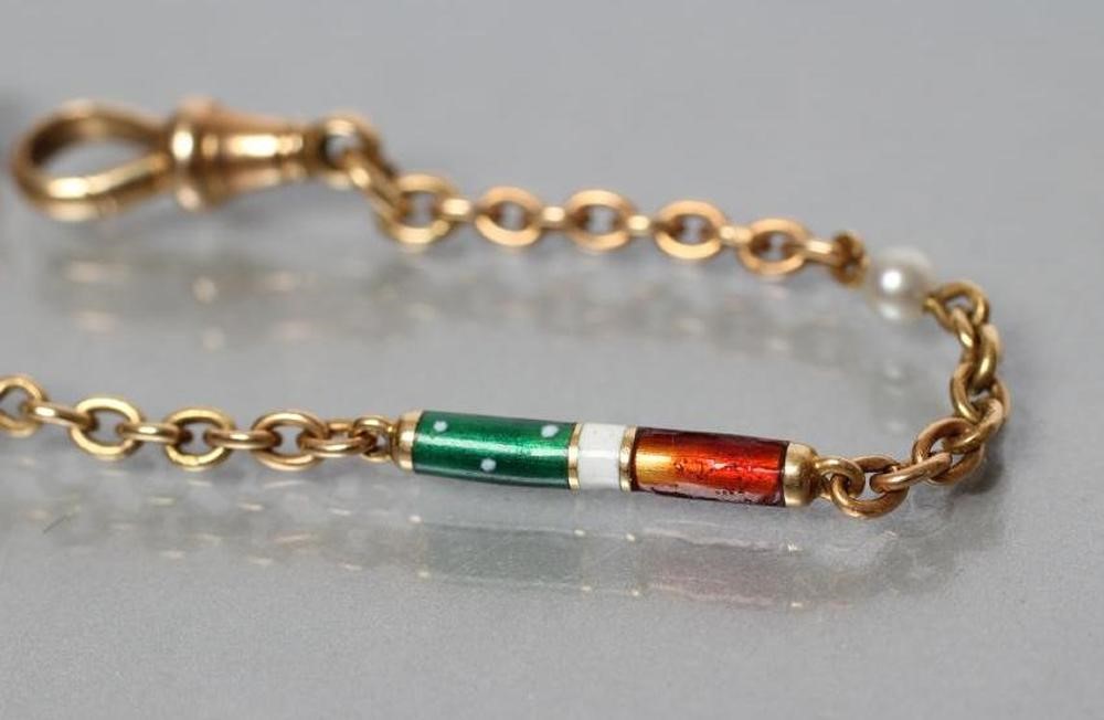 A VICTORIAN CHAIN BRACELET with two red Image