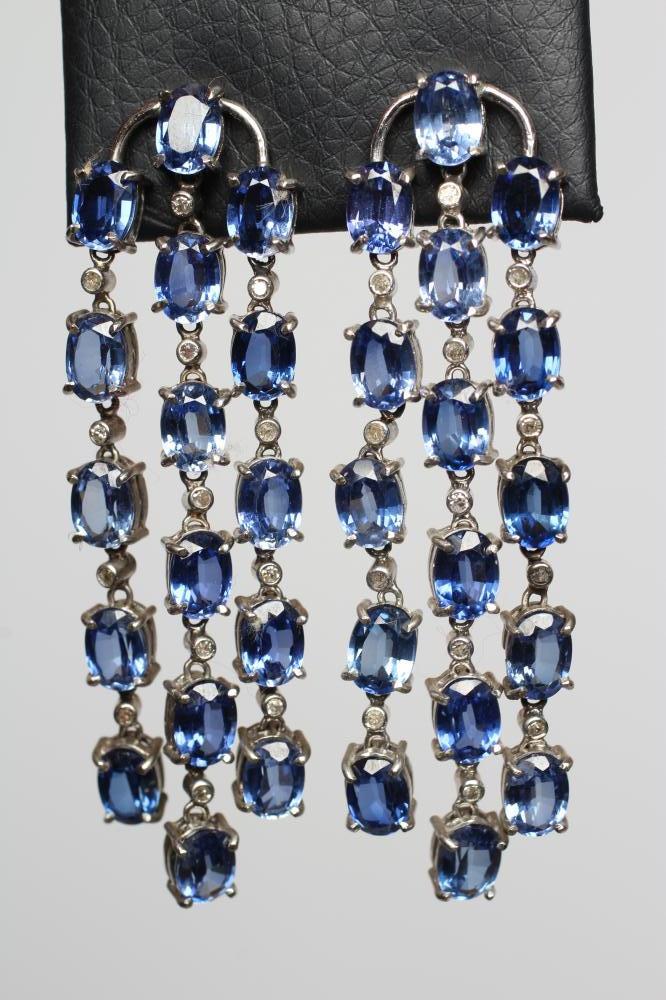 A PAIR OF SAPPHIRE CHANDELIER EARRINGS Image