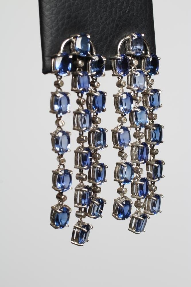 A PAIR OF SAPPHIRE CHANDELIER EARRINGS Image