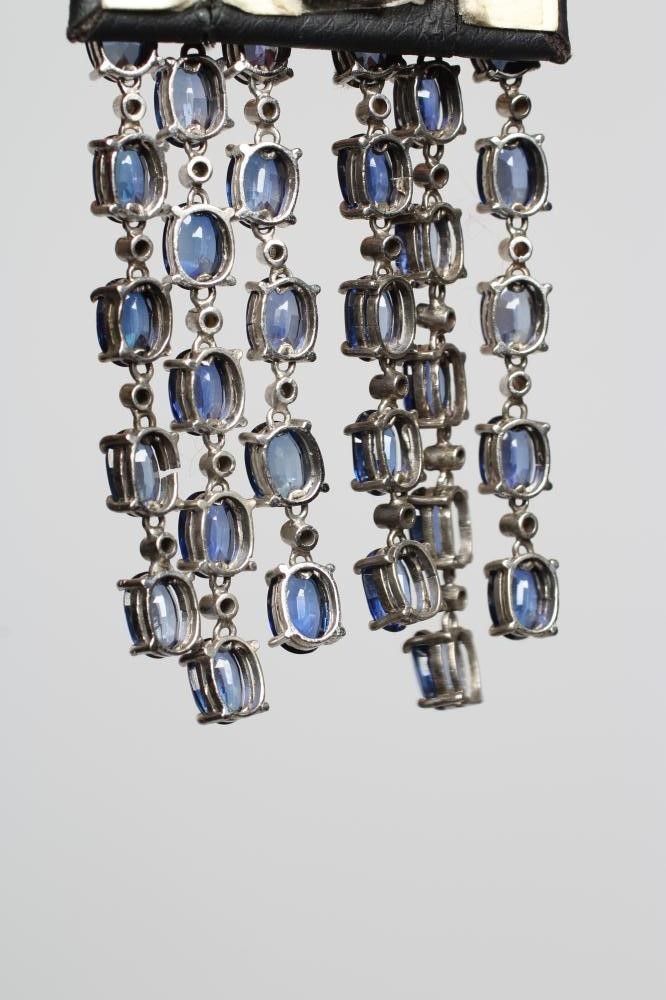 A PAIR OF SAPPHIRE CHANDELIER EARRINGS Image