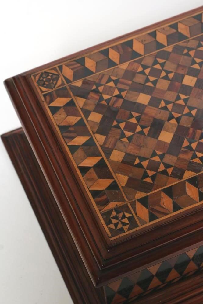 A VICTORIAN WALNUT PARQUETRY BOX of oblong form Image