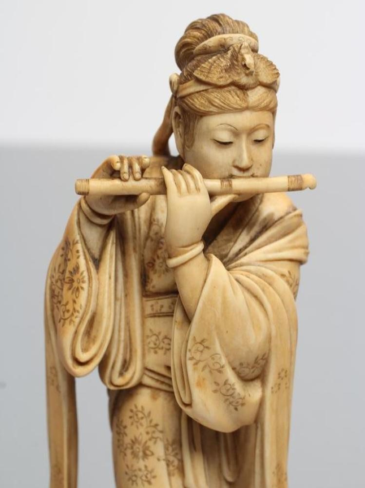 TWO JAPANESE ONE PIECE IVORY FIGURES Image