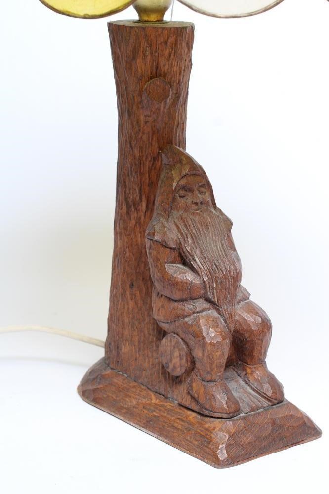 A TOM WHITTAKER OAK TABLE LAMP Image