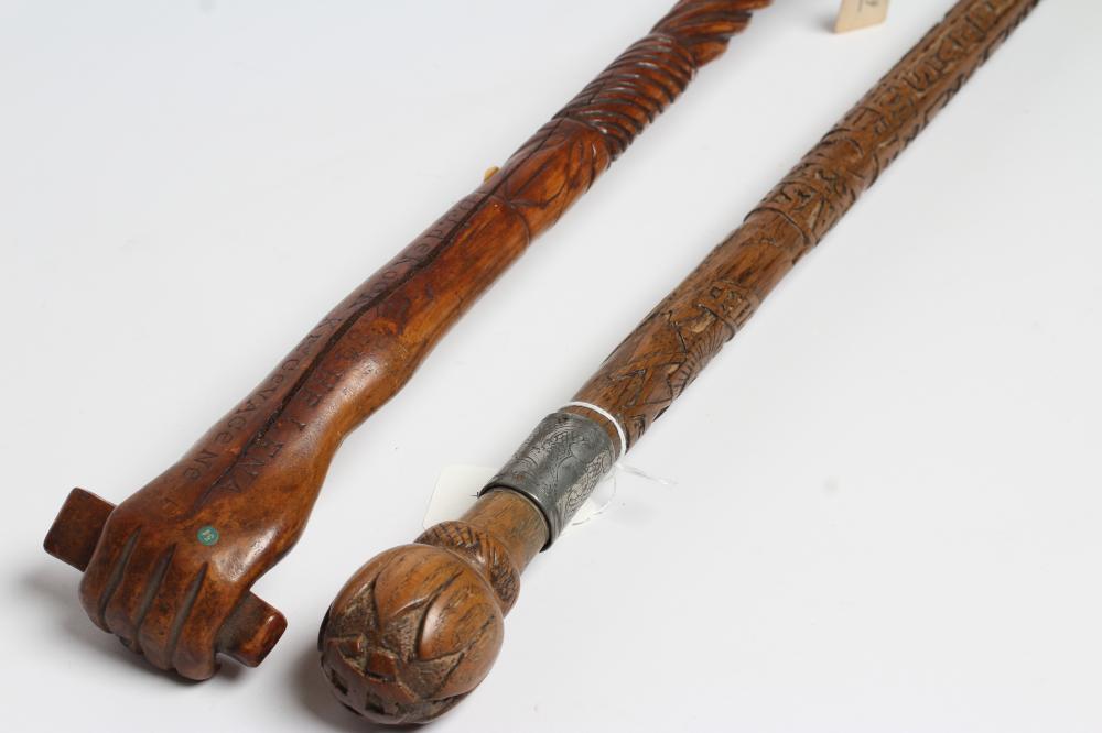 OF MILITARY INTEREST - a walking stick with bud carved knop Image