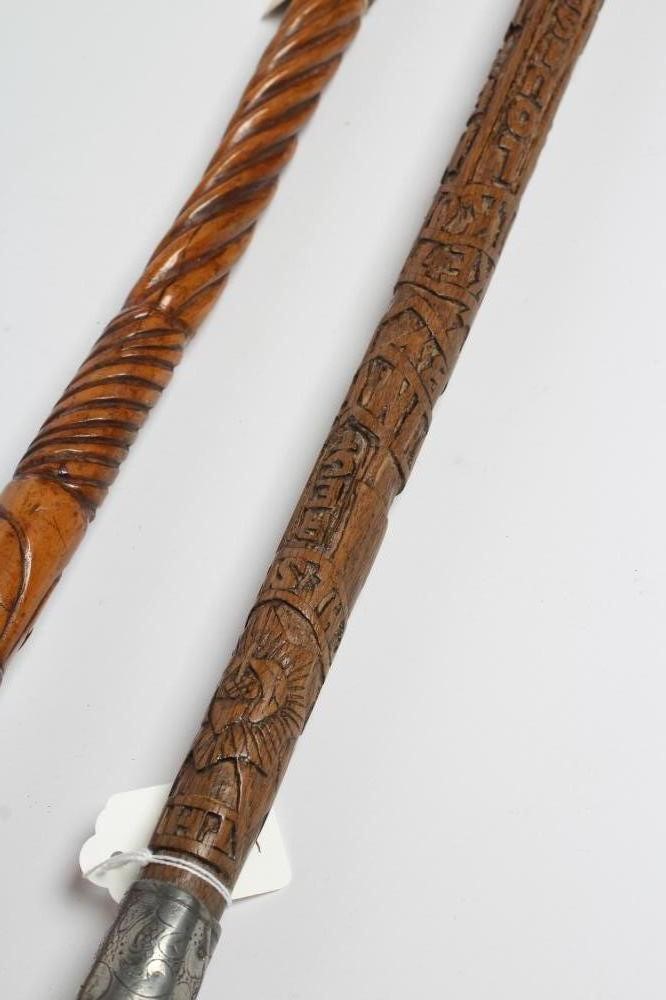 OF MILITARY INTEREST - a walking stick with bud carved knop Image