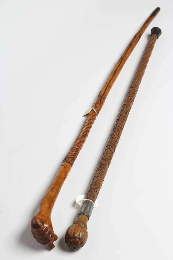 OF MILITARY INTEREST - a walking stick with bud carved knop Image