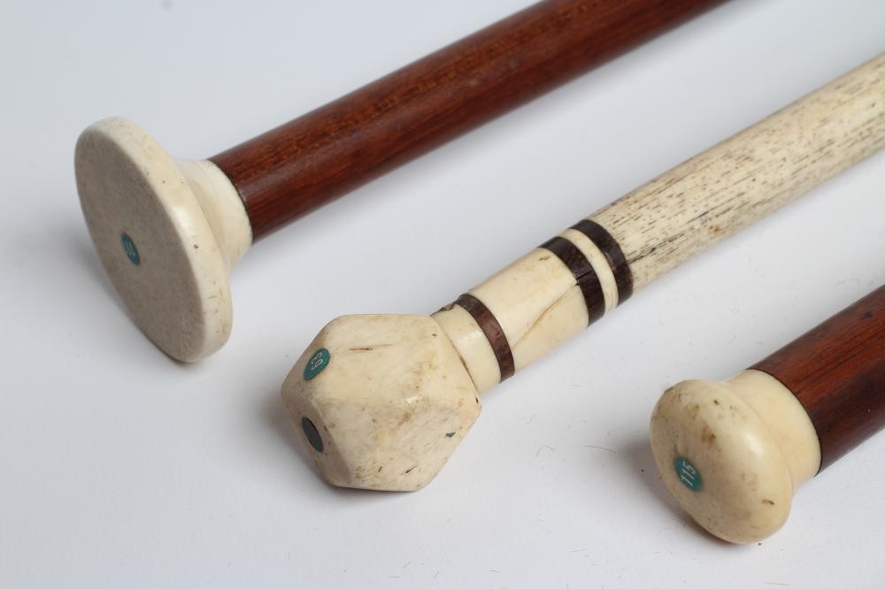 A COLLECTION OF FIVE REGENCY AND LATER WALKING CANES comprising rosewood (?) with eyelets and plain Image