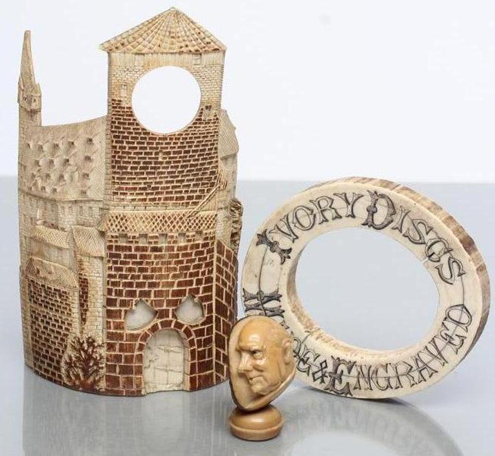 A EUROPEAN IVORY POCKET WATCH HOLDER Image