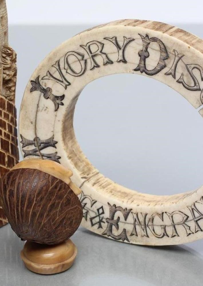 A EUROPEAN IVORY POCKET WATCH HOLDER Image