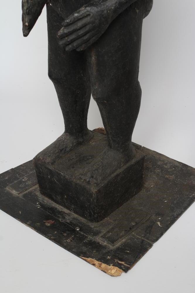 AN AFRICAN TRIBAL MATERNITY FIGURE carved in hard wood with head spike Image