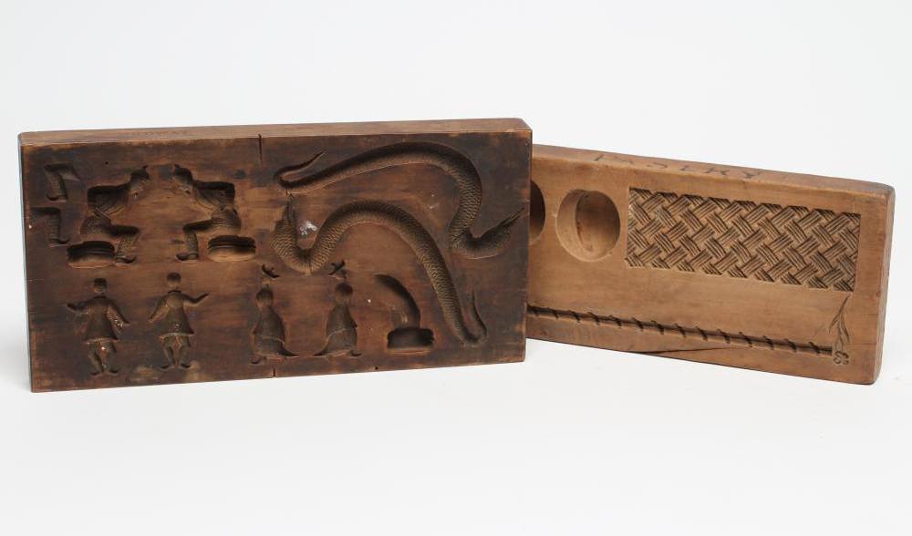 TWO SOFTWOOD PASTRY MOULDS Image