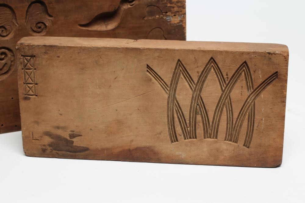 TWO SOFTWOOD PASTRY MOULDS Image