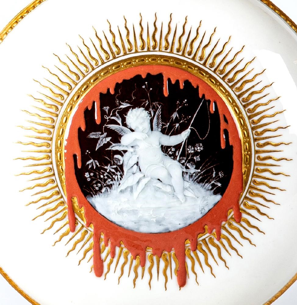 A PAIR OF DOCUMENTARY MINTON PORCELAIN PATE-SUR-PATE MOON FLASKS Image