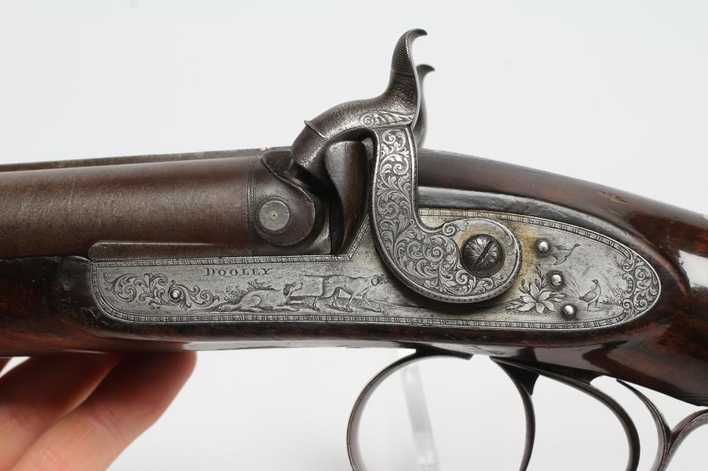 A DOUBLE BARRELLED PERCUSSION SPORTING GUN by Dooley of Liverpool Image