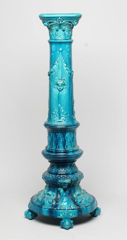 A BURMANTOFTS TURQUOISE GLAZED "FAIENCE" PEDESTAL Image